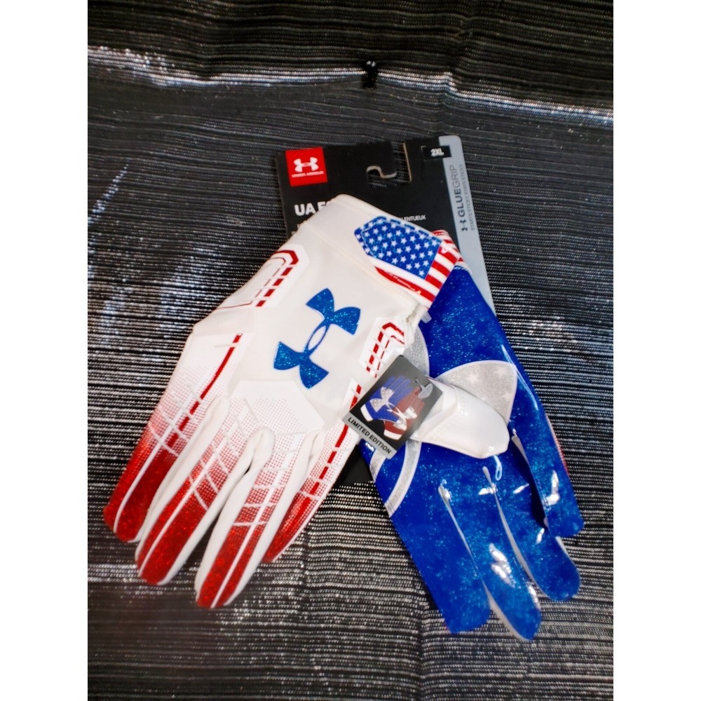 UA Under Armour F6 Football Gloves Glue Grip Size 2XL Stars & Stripes Skill - Picture 3 of 5